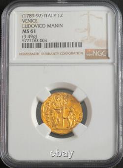 1789, Venice, Ludovico Manin. Gold Zecchino Ducat Coin. (3.49gm!) NGC MS-61