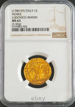 1789, Venice, Ludovico Manin. Gold Zecchino Ducat Coin. (3.5gm!) NGC MS-63