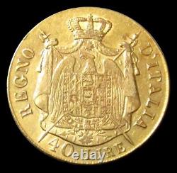 1808 M Gold Kingdom Of Napoleon Bonaparte Italy 40 Lire