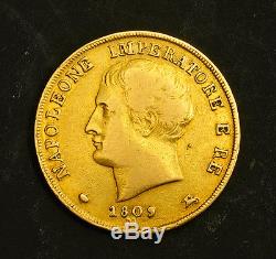 1809, Italy, Kingdom of Napoleon. Scarce Gold 20 Lire Coin. 6.38gm
