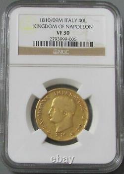 1810 / 09 M Gold Italy Kingdom Of Napoleon 40 Lire Ngc Very Fine 30