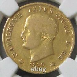 1810 / 09 M Gold Italy Kingdom Of Napoleon 40 Lire Ngc Very Fine 30