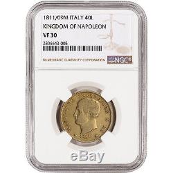 1811/09M Italy Gold 40 Lire Kingdom of Napoleon NGC VF30 Overdate