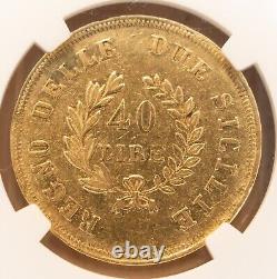 1813 Gold 40L Naples & Sicily Joaquin Murat NGC Certified AU 53 Ancient Coins