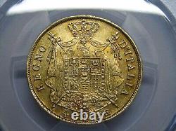 1814 Italy 40 Lire Milan Pcgs Au55 Napoleon Imperatore Gold Coin