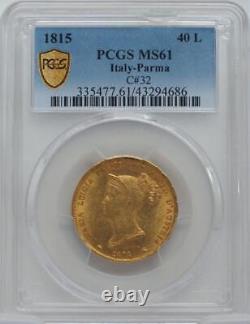 1815 40 L PCGS MS 61 Italy-Parma C#32 gold coin Portrait of Queen Maria Louisa