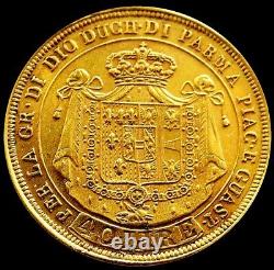 1815 Gold Parma Italy 40 Lire Duchy Maria Luigia Crowned Arms Coin