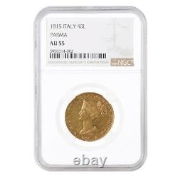 1815 Italian States Parma Gold 40 Lire Maria Luigia NGC AU 55