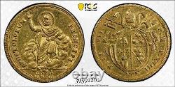 1817 (XVIII) Italian States PAPAL STATES Doppia Gold Coin PCGS AU-Details