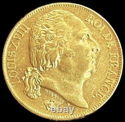 1824 A France 20 Francs Louis XVIII Coin About Uncirculated