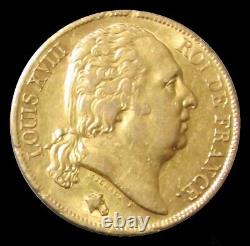 1824 A Gold France 20 Francs King Louis XVIII Coin Xf