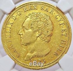 1825 L Gold Italy Sardinia 80 Lire Charles Felix Coin Ngc Extremely Fine 45