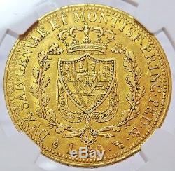 1825 L Gold Italy Sardinia 80 Lire Charles Felix Coin Ngc Extremely Fine 45