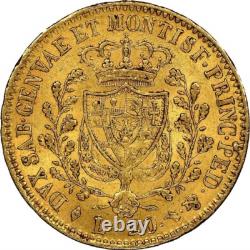 1826 Eagle L Gold Coin Sardinia Italy 20 Lire King Carlo Felice KM# 118.1 AU58