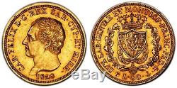 1828 Italy Sardinia Carlo Felice Gold 80 Lire Pcgs Au50