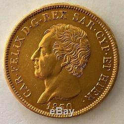1830-P Sardinia Italy 80 Lire Gold Coin (. 7465 AGW) Scarce