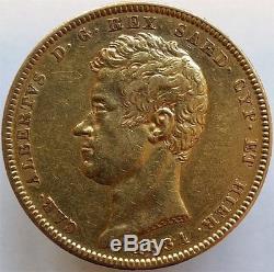 1834 Gold 100 Lire Italy Sardinia, Scarce Huge Coin, Aunc++