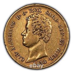 1834 Italian States Sardinia Gold 20 Lire KM 131.2.1866 AGW XF G1646