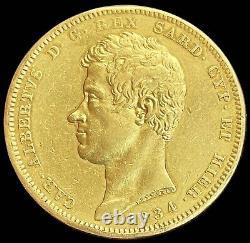 1834 P Gold Sardinia Italian States 100 Lire Carlo Alberto Coin Turin Mint