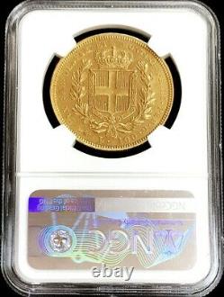 1834 P Gold Sardinia Italian States 100 Lire Carlo Alberto Ngc Au 58 Turin Mint