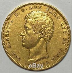 1834-P Sardinia Italy 100 Lire Gold Coin (. 9334 AGW) -C# 117.2- Scarce