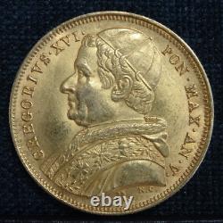 1835-R Italy Papal States Gold 10 Scudi Scudos Coin Vatican Rome Gregory XVI