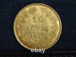 1835-R Italy Papal States Gold 10 Scudi Scudos Coin Vatican Rome Gregory XVI
