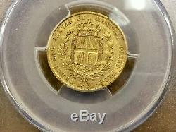 1842 P ITALY Sardinia 20L GOLD. 900 gold. 186 toz PCGS AU 53