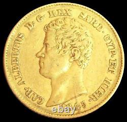 1845 Gold Sardinia Italian States 20 Lire Carlo Alberto Coin