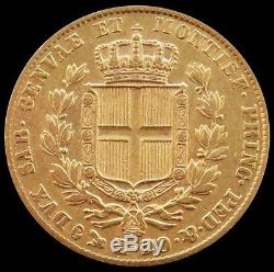 1849 Gold Sardinia Italy 20 Lire Carlo Alberto Coin Extremely Fine Genoa Mint