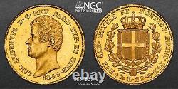 1849, Sardinia, Charles Albert I. Gold 20 Lire Coin. Low Pop! (6.45gm) NGC MS63