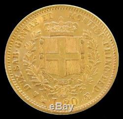 1852 Gold Sardinia Italy 20 Lire Vittorio Emanuele II Coin About Uncirculated