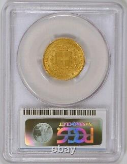 1852 Italy-Sardinia 20 Lire Gold Coin with Vittorio Emanuele II PCGS Graded AU53