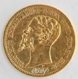1855 Italian States Sardinia 20 Lire Emanuele II. 900 Fine Gold Coin KM# 146.2