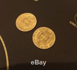1856 + 1858 Gold Sardinia Italy 20 Lire Vittorio Emanuele II Coins Genoa Mint