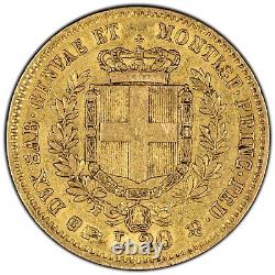 1857 Italy Sardinia 20 Lire Gold Coin Victor Emmanuel II