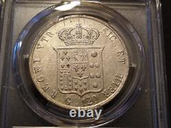 1857 italy naples sicily 120 grana pcgs au53 about uncirculated gold shield coin