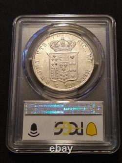 1857 italy naples sicily 120 grana pcgs au53 about uncirculated gold shield coin