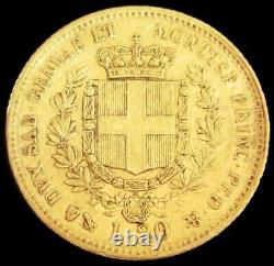 1858 Gold Sardinia Italy 20 Lire Vittorio Emanuele II Coin