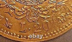 1859 Gold Sardinia Italy 20 Lire Vittorio Emanuele II Torino Mint