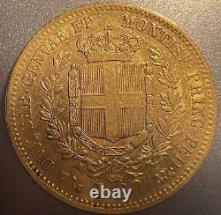1859 Gold Sardinia Italy 20 Lire Vittorio Emanuele II Torino Mint