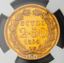 1859, Vatican, Pope Pius IX. Attractive Gold 2½ Scudi (4.33gm!) Coin. NGC MS-61