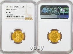 1859, Vatican, Pope Pius IX. Attractive Gold 2½ Scudi (4.33gm!) Coin. NGC MS-61