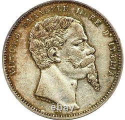 1861 Italy 5 Lire, PCGS AU 50, Rare & Seldom Offered, Accession of King