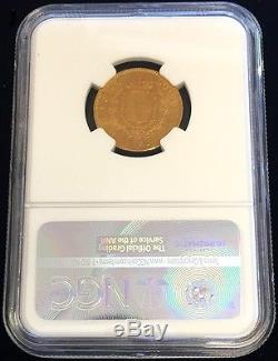 1861 T B In Shield Gold Italy 20 Lire Ngc About Uncirculated 58 Mintage 3,267