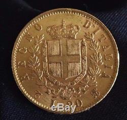 1862 GOLD Italy 20 Lire Coin VITTORIO EMANUELE II. T BN (A2968)