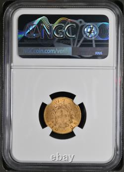 1863T BN Italy Gold 10 Lire NGC MS63 FREE Shipping