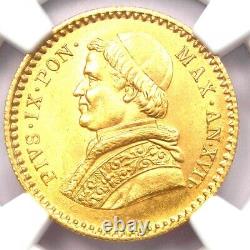 1863 Italy Papal States Pius IX Gold 2.5 Scudi Coin NGC MS66 (Gem BU) Rare