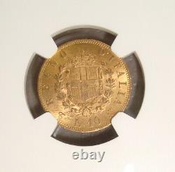 1863 Italy Victor Emmanuel II Gold 10 Lire NGC MS63, Best Price