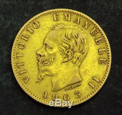 1863, Kingdom of Italy, Victor Emmanuel II. Beautiful Gold 20 Lire Coin. 6.44gm
